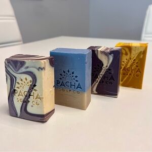NEW 4 SOAPS FROM PACHA SOAP CO 100% NATURAL ARTISAN EXFOLIATING BARS 4OZ EACH